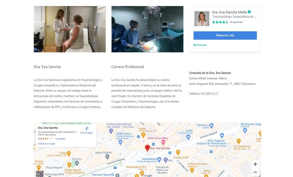 draevasancha.com. Doctora especialista en traumatología de Barcelona. Página web
