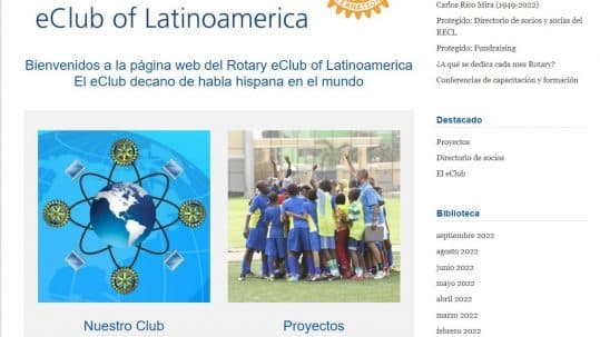 Rotary Club. Página web corporativa. Portada de la webde la web