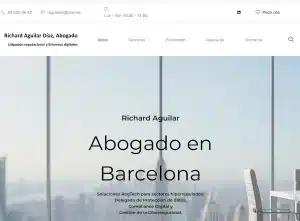 Richard Aguilar. Desarrollo de la página web profesional del abogado de Barcelona. Portada de la web.