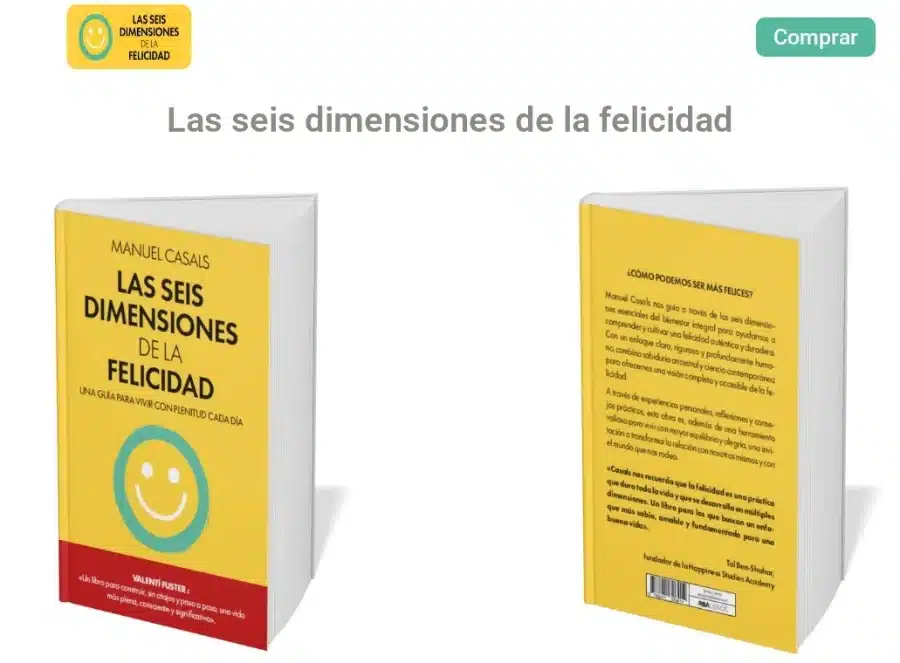 Las seis dimensiones de la felicidad. Portada de la web del libro de Manuel Casals desarrollada por Auditour.
